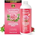 Locsanity Pure Rosewater Hair and Facial Spray - Jumbo Size Hydrating Face Mist to Soothe, Refresh, and Rejuvenate Skin, Reduce Oil and Buildup (32oz)