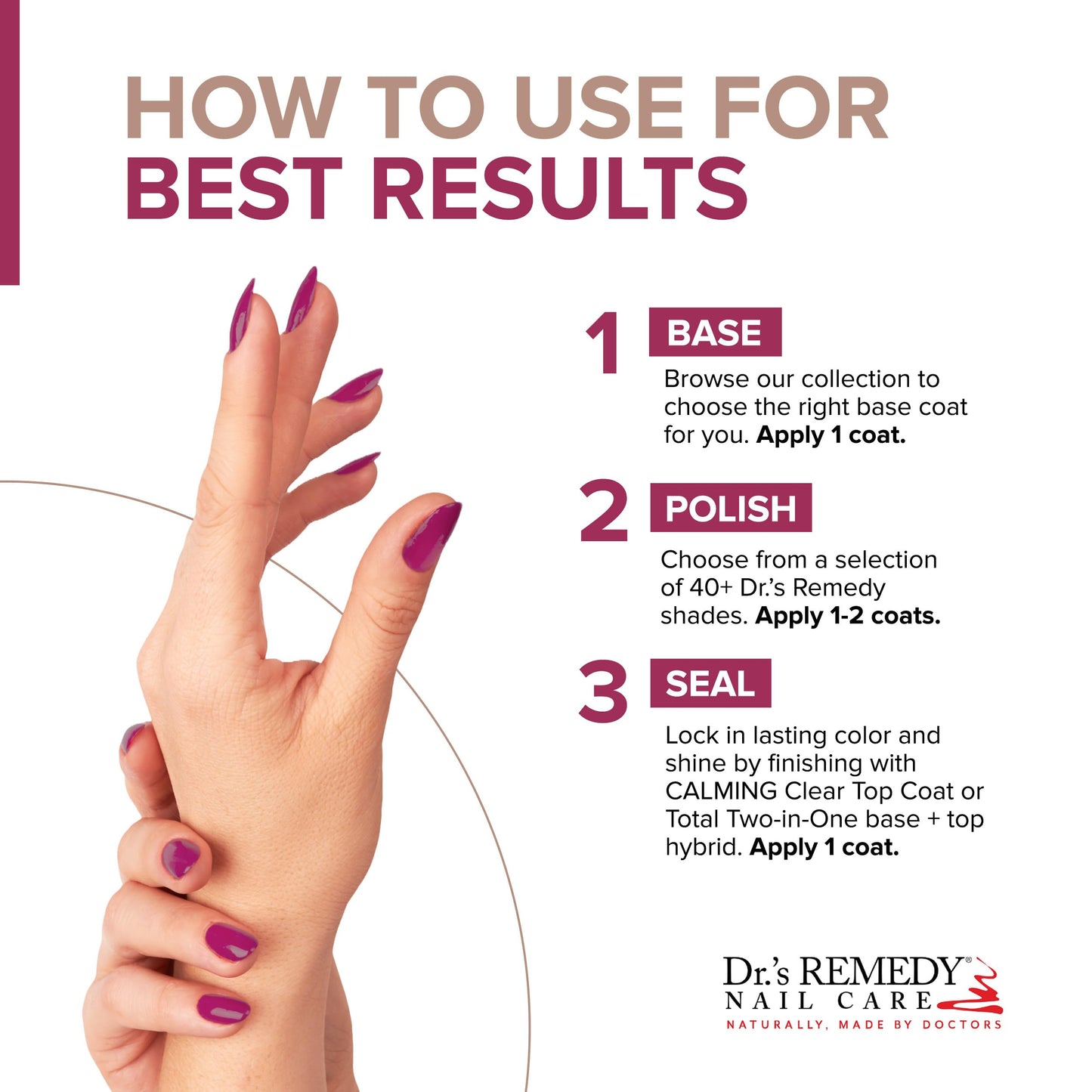 Dr’s Remedy Enriched Nail Polish: Non Toxic, All Natural, and Organic - Doctor Formulated: Strengthens, Restores, Heals, and Protects '24-Free'