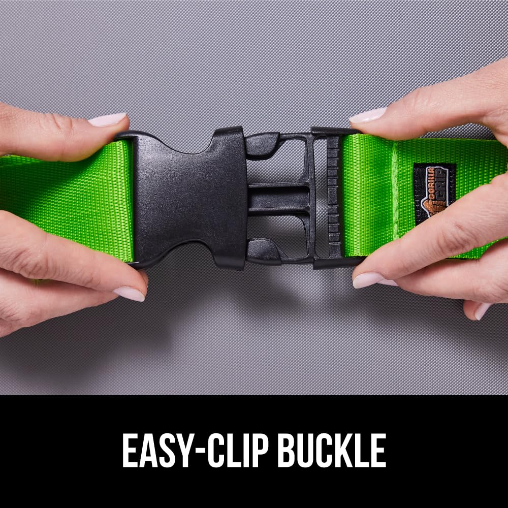GORILLA GRIP Heavy Duty Luggage Straps – 2 Pack Adjustable Travel Belts to Secure Suitcases, Connect Bags & Extend Luggage Life (Green)