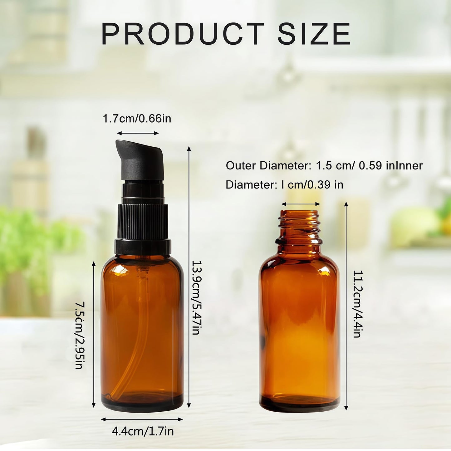 ericotry 3PCS 100ml / 3.34oz Empty Refillable Amber Glass Cosmetic Pump Press Lotion Bottles Makeup Sample Packing Cream Lotion Bath Shower