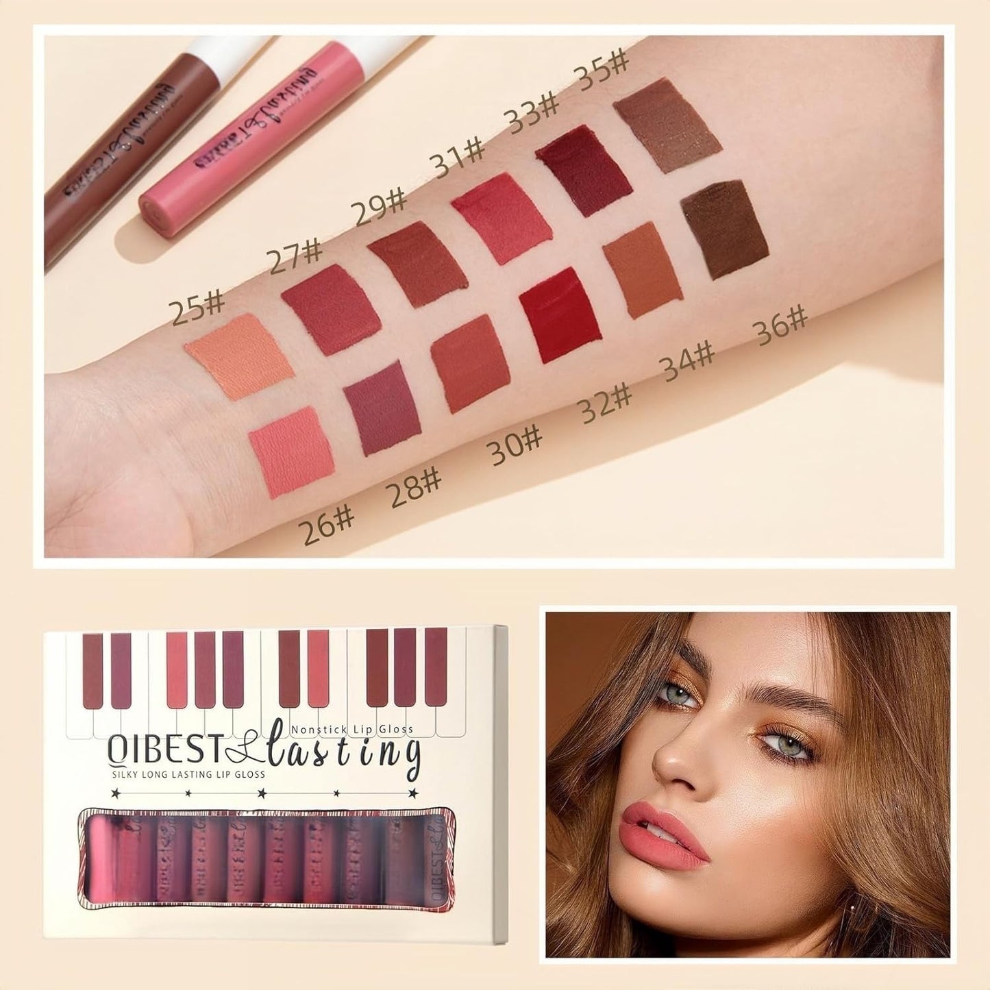 Melemando 12PCS Matte Liquid Lipstick Set Non-Stick Cup and Not Fade Pigmented Lipstick Long-Lasting Waterproof Velvet Lipgloss Kit Makeup for Girls