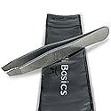 Zizzili Basics Tweezers - Surgical Grade Stainless Steel - Slant Tip for Expert Eyebrow Shaping and Facial Hair Removal - with Bonus Protective Pouch