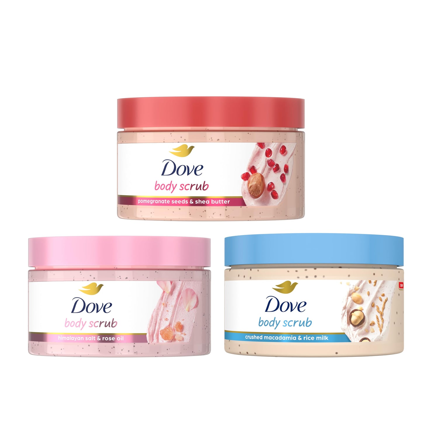 Dove Mixed Body Scub Trial Pack 3 Pack for Women for Visibly Silky-Smooth, Nourished Skin 3.5 oz Beauty & Personal Care Dove