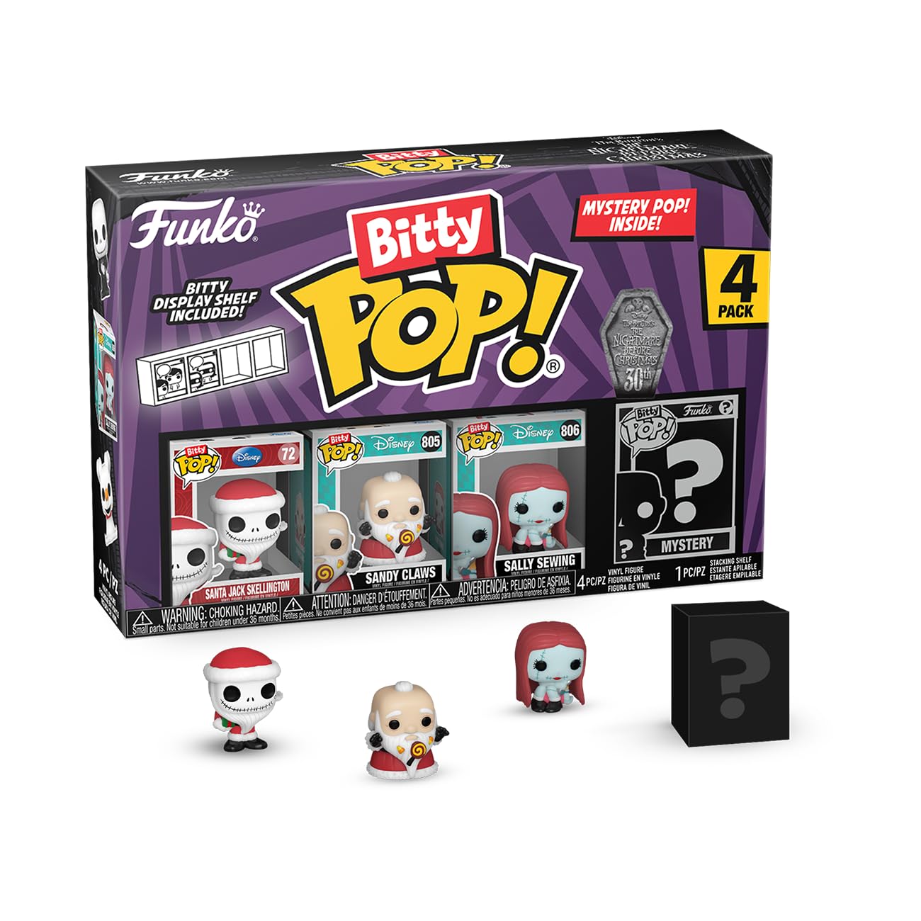 Funko Bitty Pop The Nightmare Before Christmas - Santa Jack, Sandy Claws, Vampire Teddy with Duck and A Surprise Mystery Mini Figure - 0.9 Inch (2.2…