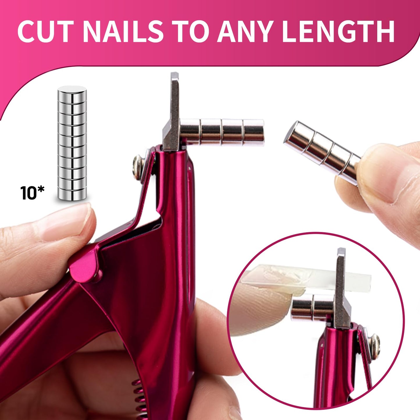 Acrylic Nail Cutter with Magnet Sizer & Length Measurement,Adjustable Stainless Nail Trimmer for Salon Home Nail Art, Professional Nail Clippers Beauty and Personal Care Scartink