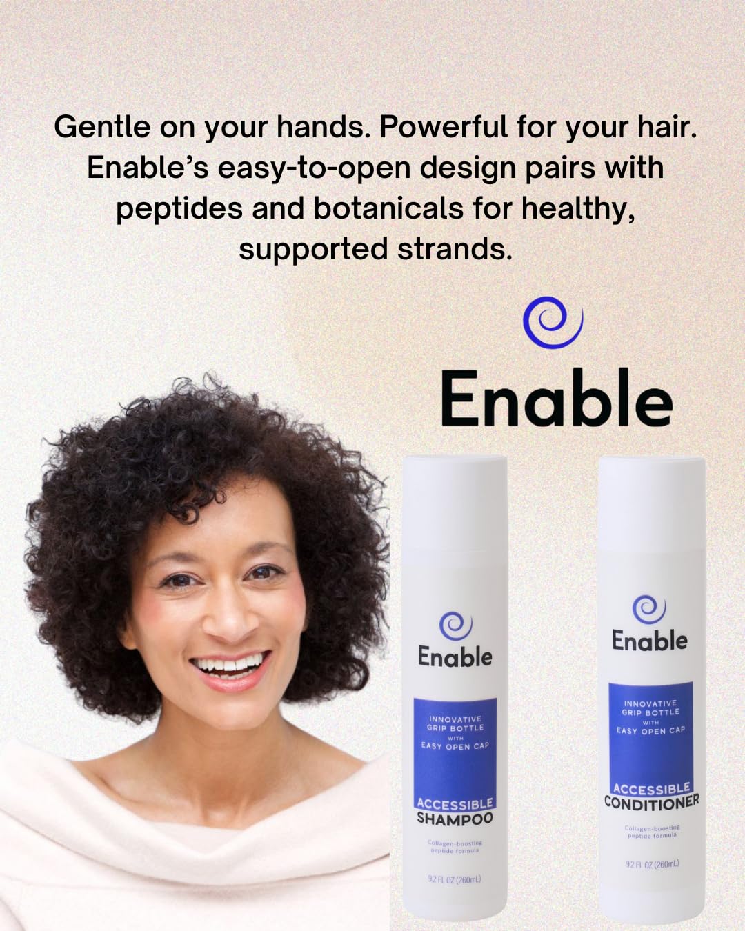 Enable Shampoo & Conditioner Bundle - Hair Growth Support, Sulfate-Free for All Hair Types, Accessible Bottles with Citrus Scent, Swertia Japonica