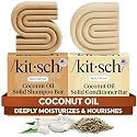 Kitsch Coconut Oil Shampoo and Conditioner Set - Deep Moisturizing Shampoo and Conditioner Bar for Dry Damaged Hair - Hydrating Solid Bars for Curly