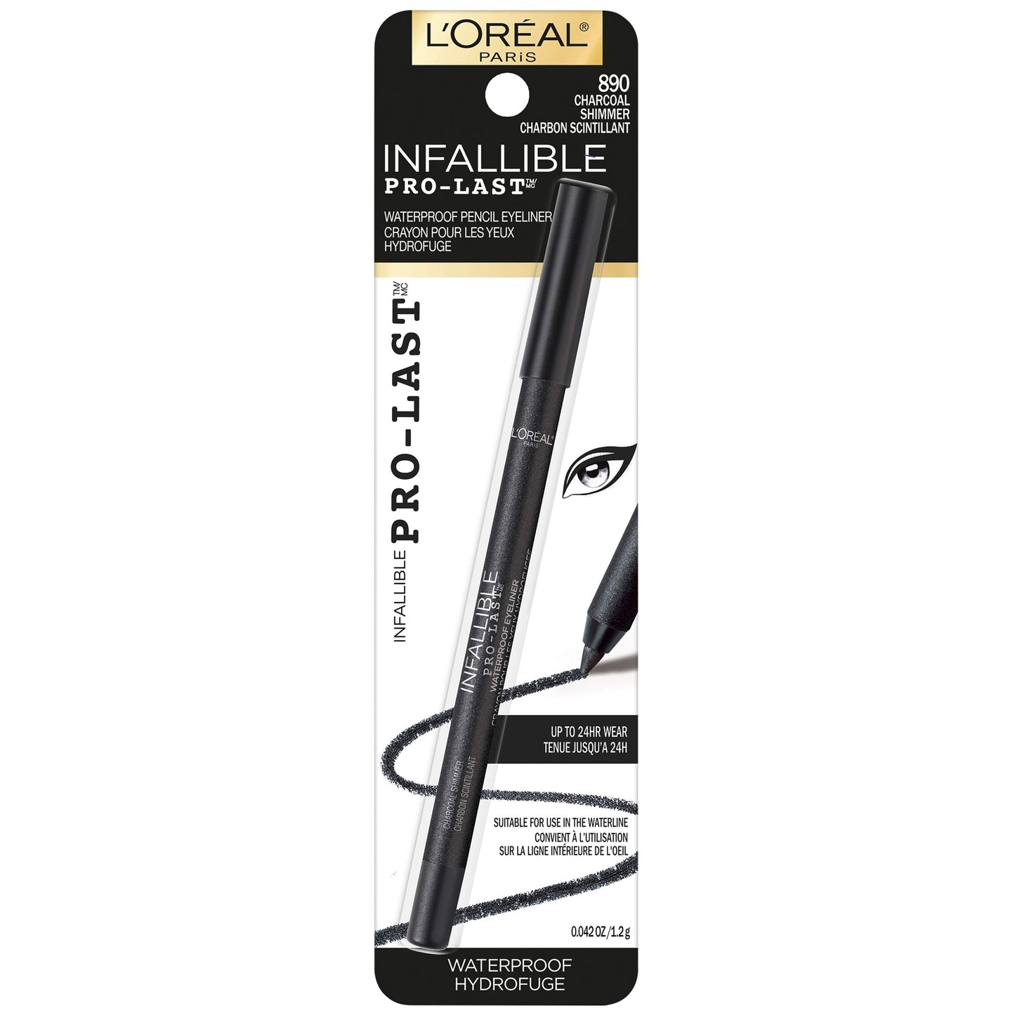 L'Oreal Paris Makeup Infallible Pro-Last Pencil Eyeliner, Waterproof and Smudge-Resistant, Glides on Easily to Create any Look, Black Shimmer, 0.042 Beauty and Personal Care L'Oreal Paris