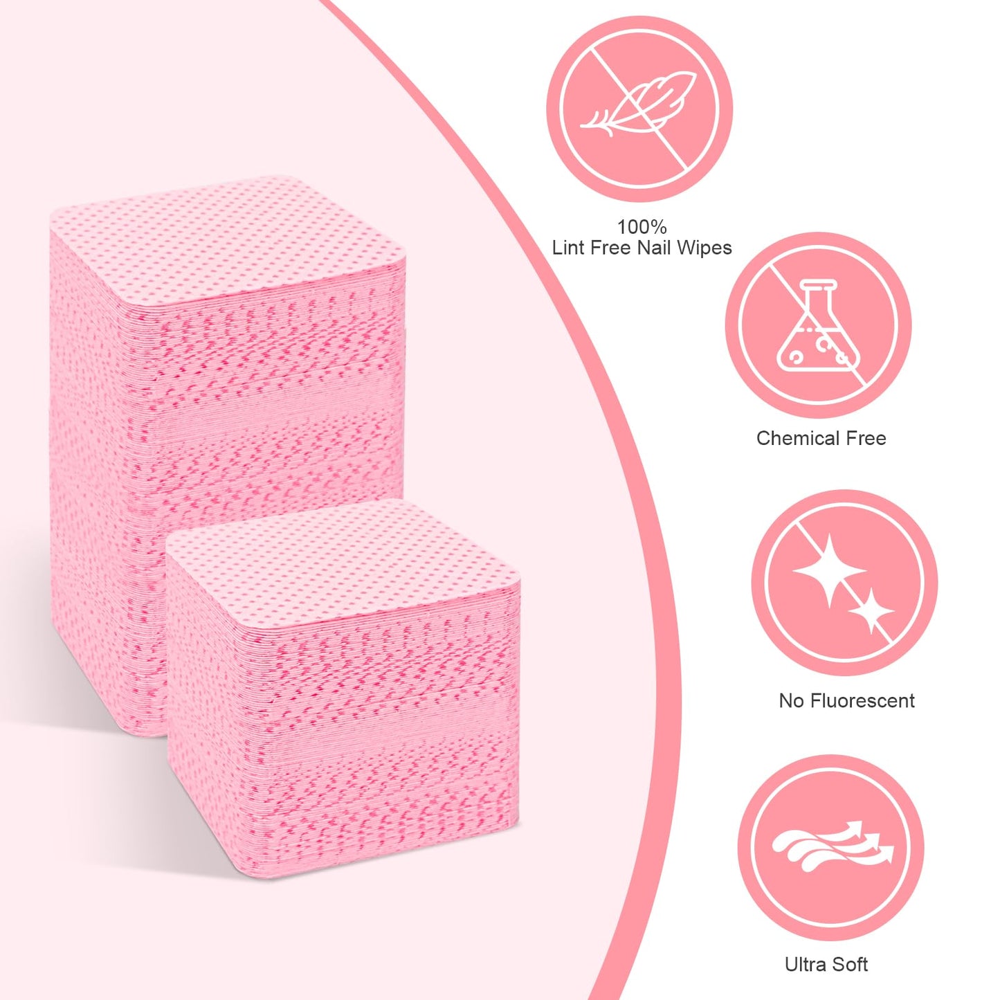 Lint Free Nail Wipes, Acetone Nail Polish Remover 1080PCS with Pump Dispenser, Gel Nail Polish Remover Pads Soft Non-woven Nail Wipes for Nail Polish Beauty and Personal Care Seonggong