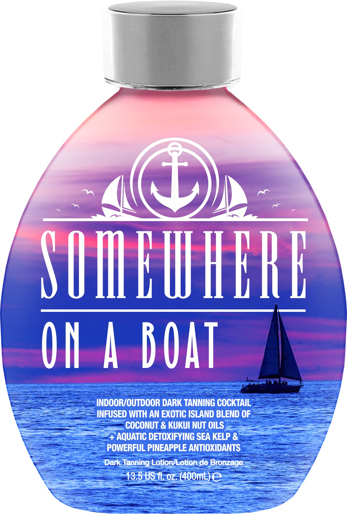 Somewhere On A Boat Tanning Lotion for Indoor Tanning Beds/Outdoor Sun Tan Dark Tanning Bed Lotion w/Coconut Oil, Pineapple & Shea Butter 13.5oz