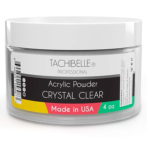 Tachibelle Professional Acrylic Nail System Acrylic Powder, 4 oz. Made in USA. Used in Professional Salons. (Crystal Clear 4oz)