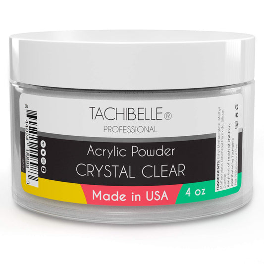 Tachibelle Professional Acrylic Nail System Acrylic Powder, 4 oz. Made in USA. Used in Professional Salons. (Crystal Clear 4oz)