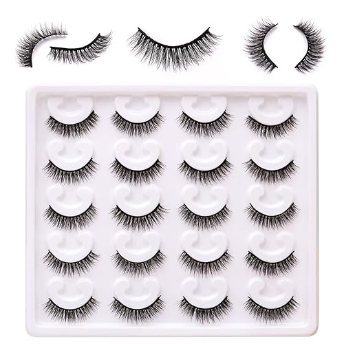 False Lashes Natural Look 6D Thick Faux Mink Lashes 10 Pairs 100% Handmake Reusable Fluffy Volume Full Strip Eye Lashes