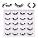 False Lashes Natural Look 6D Thick Faux Mink Lashes 10 Pairs 100% Handmake Reusable Fluffy Volume Full Strip Eye Lashes