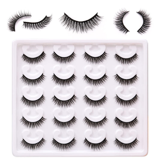 False Lashes Natural Look 6D Thick Faux Mink Lashes 10 Pairs 100% Handmake Reusable Fluffy Volume Full Strip Eye Lashes