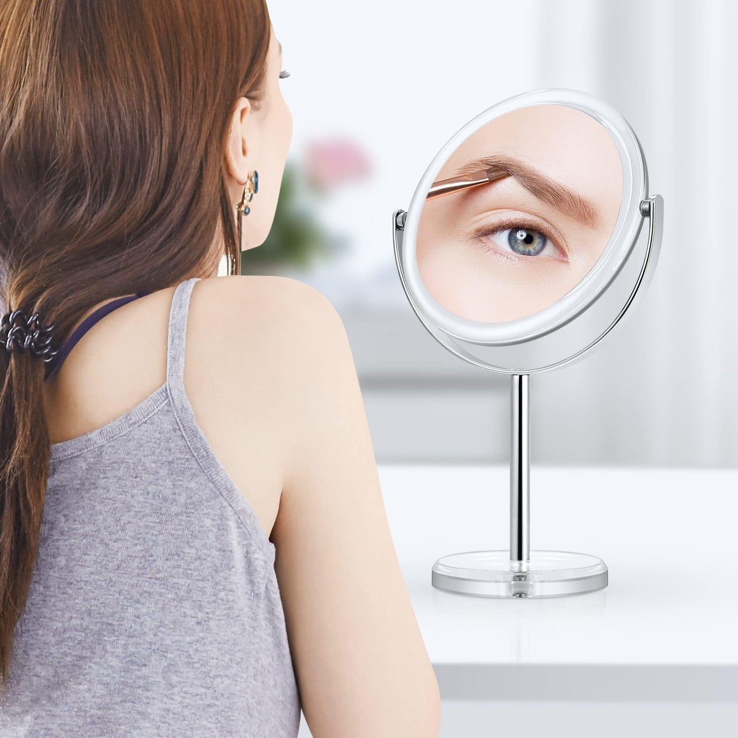 MIYADIVA 20X Magnifying Makeup Mirror,Double Sided 1X & 20X Magnifying Mirror with Stand,Tabletop Magnified Vanity Mirror with 360°Rotation Beauty and Personal Care MIYADIVA