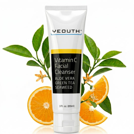 YEOUTH Vitamin C Face Wash with Aloe Vera and Seaweed, Hydrating Face Wash Makeup Remover, Targets the Appearance of Uneven Skin Tone and Dull Skin, 3