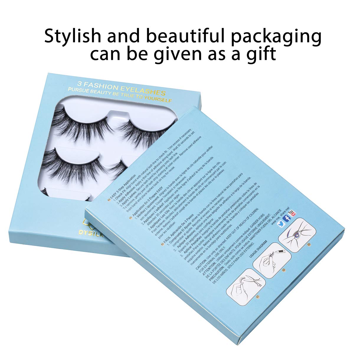 DYSILK Eyelashes Mink Lashes Fluffy- Cat Eye Lashes 3 Pairs 6D Mink Lashes Wispy Eyelashes Lashes That Look Like Extensions Lashes Set Reusable Lashes