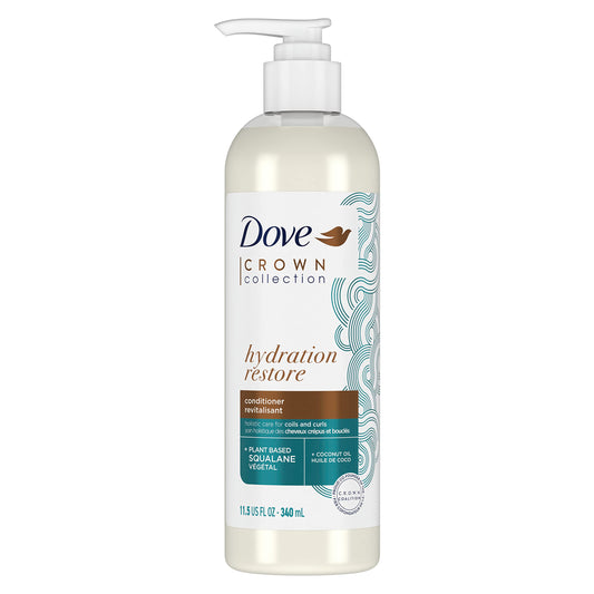 Dove CROWN Collection Holistic Hair Care for Coils and Curls Hydration Restore Paraben-Free Conditioner 11.5 oz