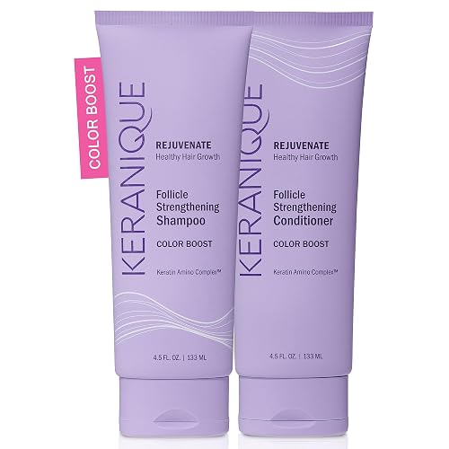 Keranique Rejuvenate Color Boost Shampoo & Conditioner Set for Color-Treated Hair - Sulfate & Paraben Free with UV Protection - Helps Reduce Color