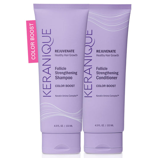 Keranique Rejuvenate Color Boost Shampoo & Conditioner Set for Color-Treated Hair - Sulfate & Paraben Free with UV Protection - Helps Reduce Color