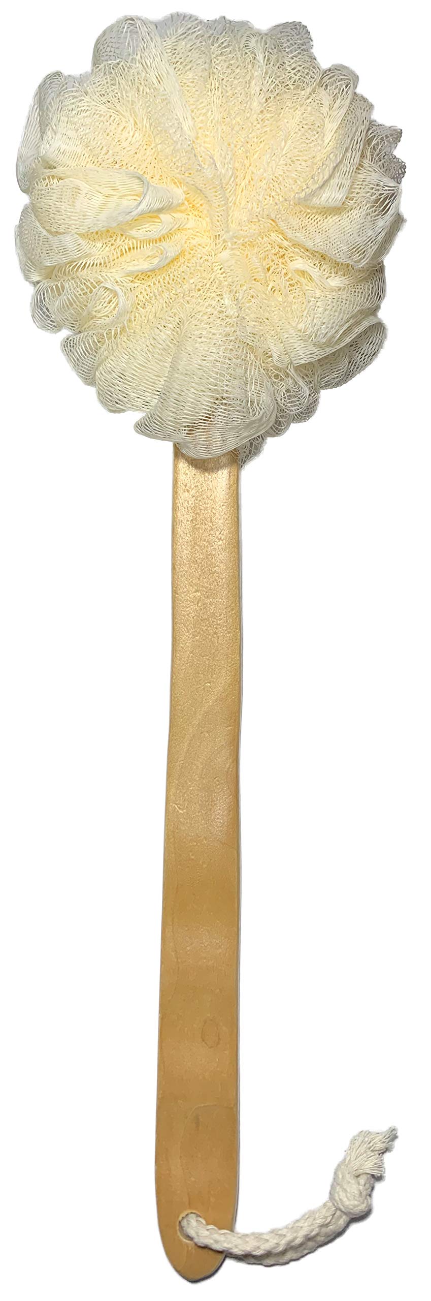 3 Pack Exfoliating Loofah luffa loofa Bath Back Brush On a Stick - Long Wooden Handle with Radian is Ergonomic for Men and Women - Shower Sponge Body