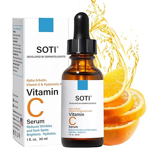 Vitamin C Face Serum with Hyaluronic Acid, Alpha Arbutin and Vitamin E, Anti Aging for Dark Spots, Wrinkles & Acne, Brightens Skin Tone, Restores