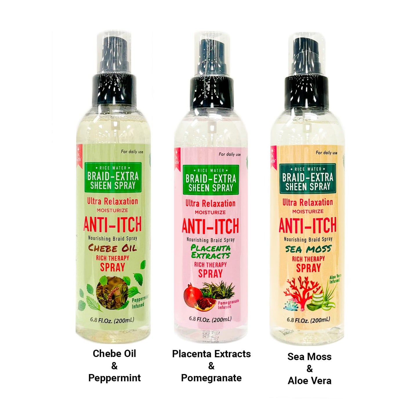 Dr.Girls Ultra Relaxation Anti-Itch Braid Extra Sheen Spray 6.8oz/ 200ml (Sea Moss & Aloe Vera)