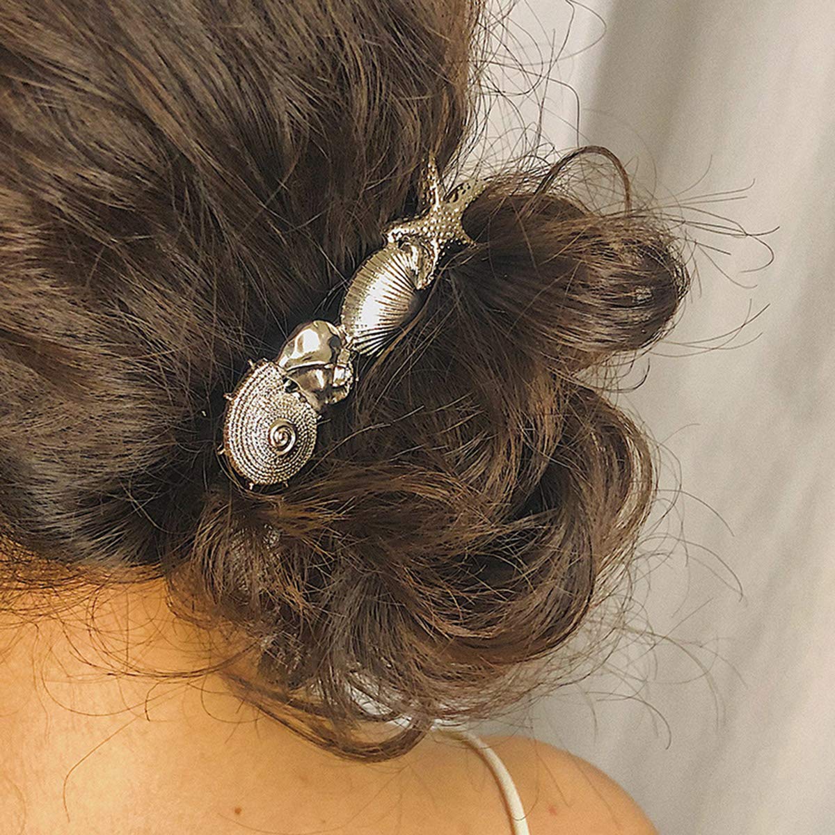 DoubleNine Seashell Starfish Hair Barrettes Clips Hair Accessories Vintage Ocean Boho Beach Wedding Headwear for Women Girls (gold)