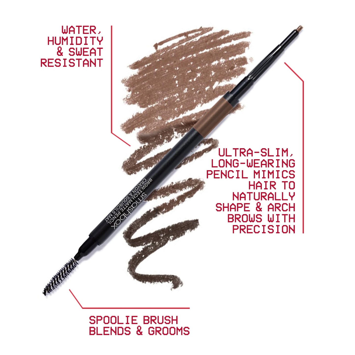 Smashbox Brow Tech Matte Eyebrow Pencil | Waterproof, Smudge Proof + Long Lasting Brow Pencil with Spoolie Brush, Brunette