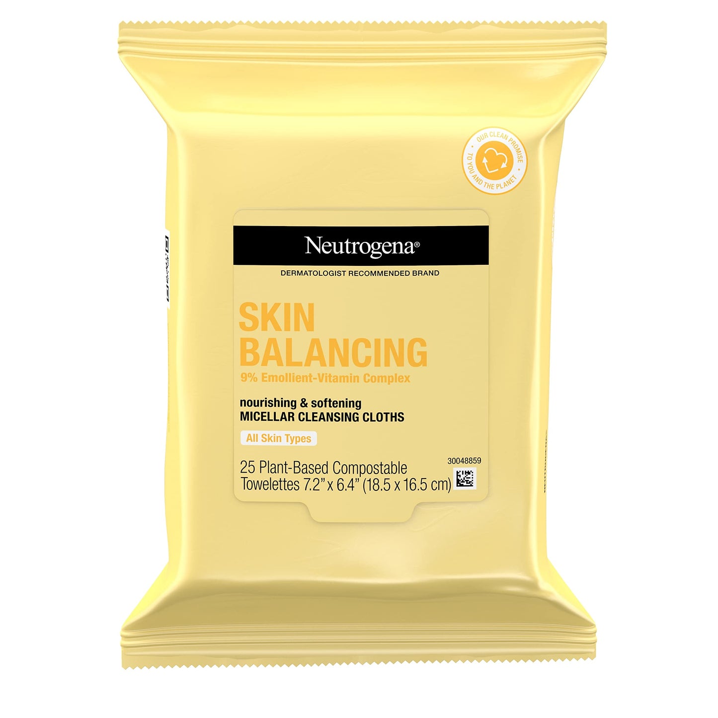 Neutrogena Skin Balancing Micellar Cleansing Cloths Makeup Remover Nourishing Wipes with 100% Plant-Based Fibers, Vitamin E & Pro-Vitamin B5
