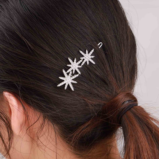 YienDoo Crystal Starburst Hair Clip Barrette Sparkling Rhinestone Cluster Stars Hairpin Headpieces Fashion Silver Bridal Hair Barrette Wedding Head