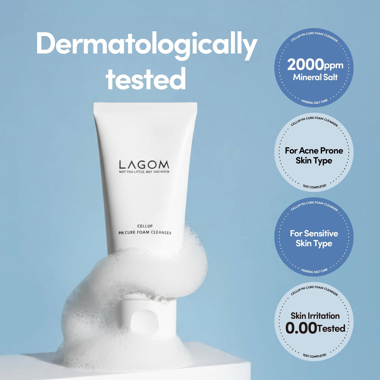 LAGOM Cellup pH Cure Foam Cleanser | Low pH, Skin Barrier Protection, Natural Deep Face Cleansing, K-Skincare, Mild, 5.5 Subacid for Sensitive Skin