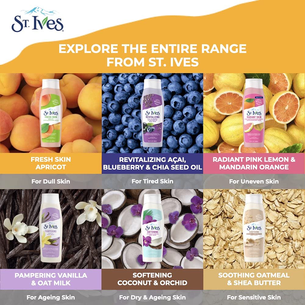 St. Ives Radiant Skin Body Wash Pink Lemon and Mandarin Orange, 13.5 Fl Oz (Pack of 1)