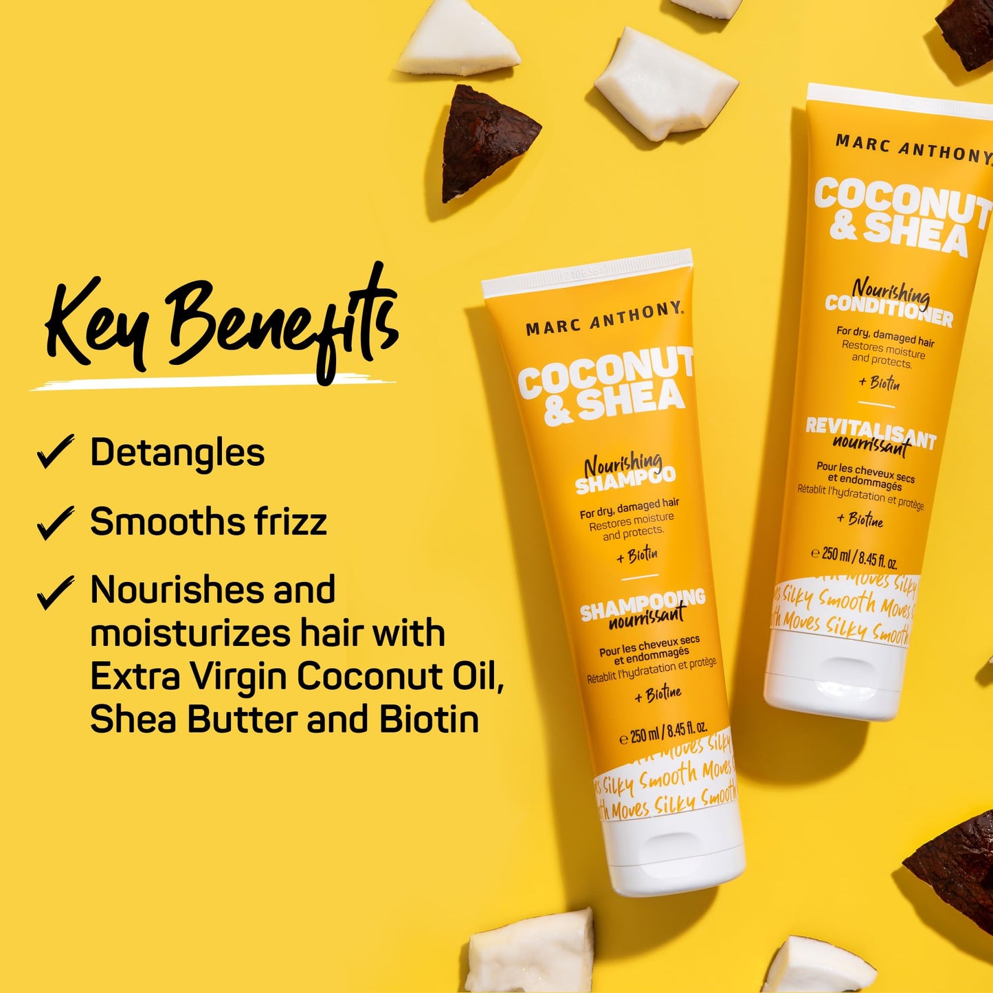 Marc Anthony Volumizing Shampoo and Conditioner Set with Coconut Oil & Shea Butter - Nourishing & Hydrating Haircare Infused with Biotin for Dry