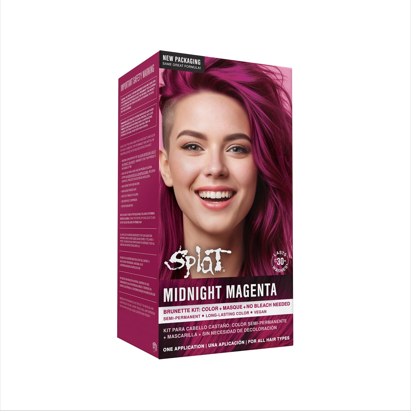 Splat Midnight Magenta Semi Permanent Hair Dye Kit, 1 Application, Includes Deep Reconstructor Conditioner, Lasts 30 Washes, No Bleach Required, Vegan