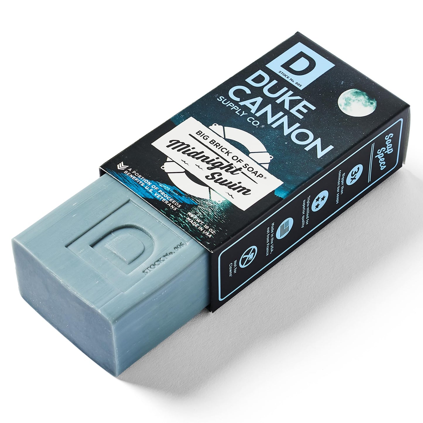 Duke Cannon Supply Co. Big Brick of Soap for Men - Midnight Swim Fresh Water Scent, Extra Large 10 oz Bars, 3-Pack