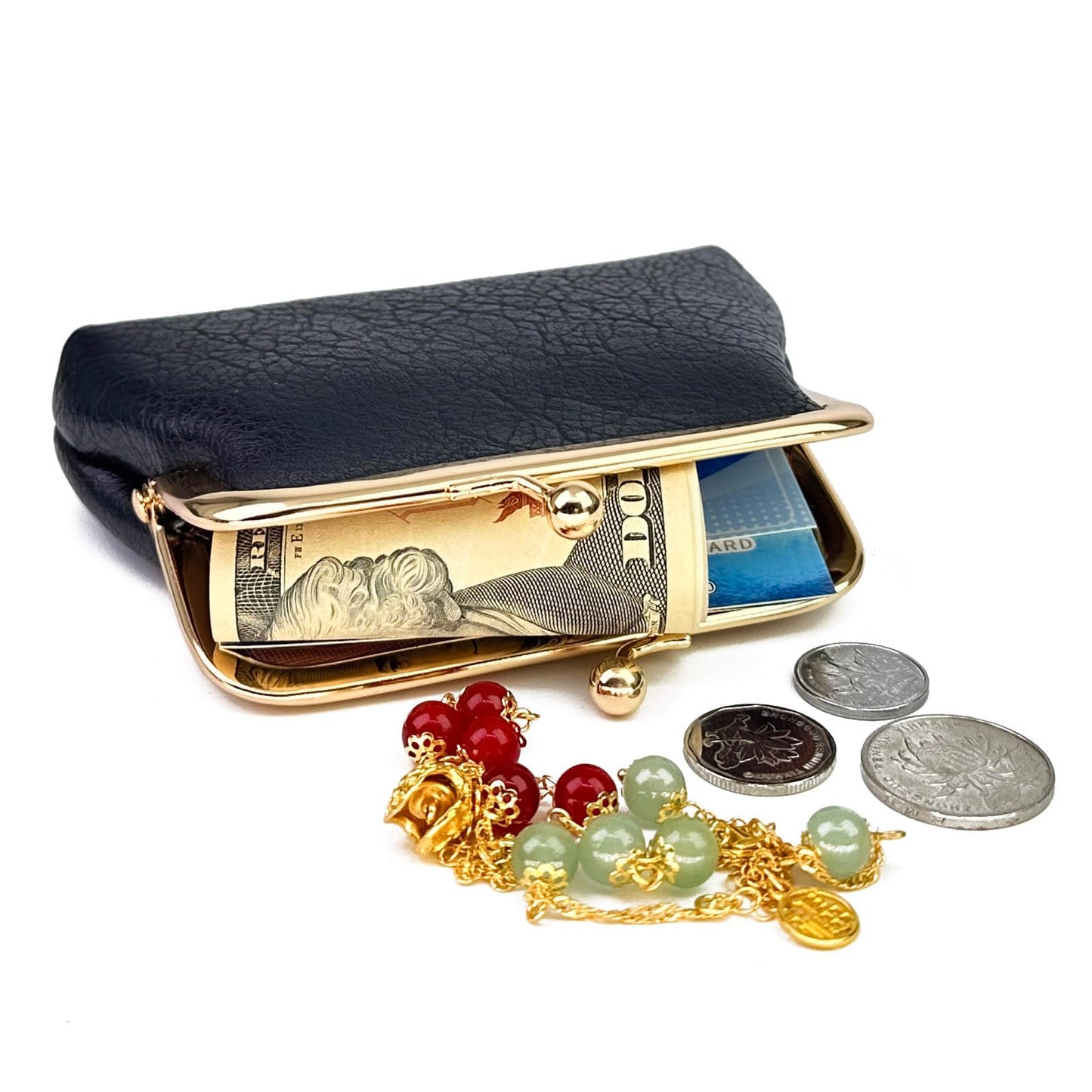 Lavogel Coin Purse, Kiss Lock Coin Purse for Women, Large Capacity Coin Pouch,Vintage Change Purse Cute Car Coin Holder for Women (1-Black)