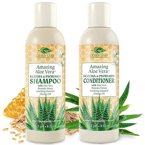 Eczema & Psoriasis Shampoo & Conditioner Set For Men & Women (2 Pack)-Aloe Vera & Manuka Honey for Gentle Itchy, Dry Scalp Treatment-Dandruff