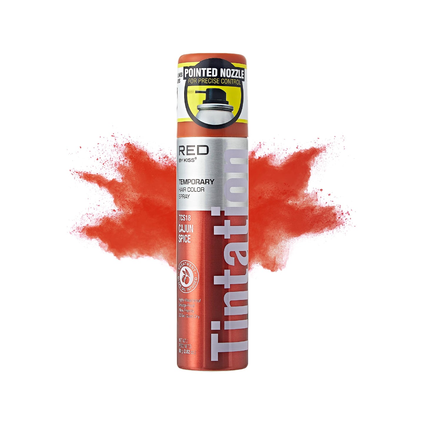 Red by Kiss Tintation Temporary Hair Color Spray 2.82oz, Quick-Dry & Smudge-Proof, Vivid Color Washable Hair Dye, Styling Spray Cosplay Halloween