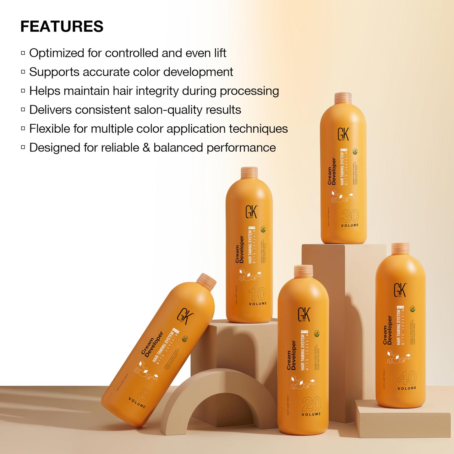 Global Keratin GK HAIR Professional Hair Creme 8 Volume Developer 33.8 Fl Oz for Hair Coloring Bleach - High-Performance Long Lasting Semi-Permanent