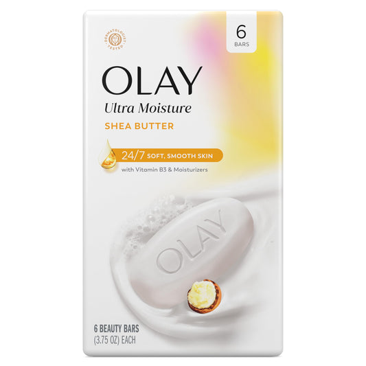 Olay Beauty Bar, Ultra Moisture,10x More Moisturizers, 24/7 Soft & Smooth Skin, Gentle Cleanse on Face & Body, Vitamin B3 Complex, For All Skin Types