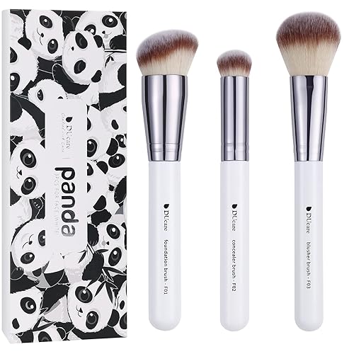 DUcare Makeup Brushes 3Pcs Foundation Contour Bronzer Brush,Concealer Brush,Blusher Powder Brush, Face Kabuki Travel Buffing Stippling Liquid Blending