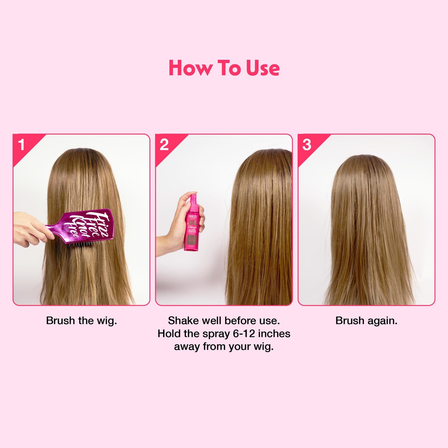 Red by Kiss Wig Spray, Extra Shine & Detangling Control for Remy, Human, Synthetic Hair, UV & Heat Protection, PH Balance & Long-Lasting Fragrance