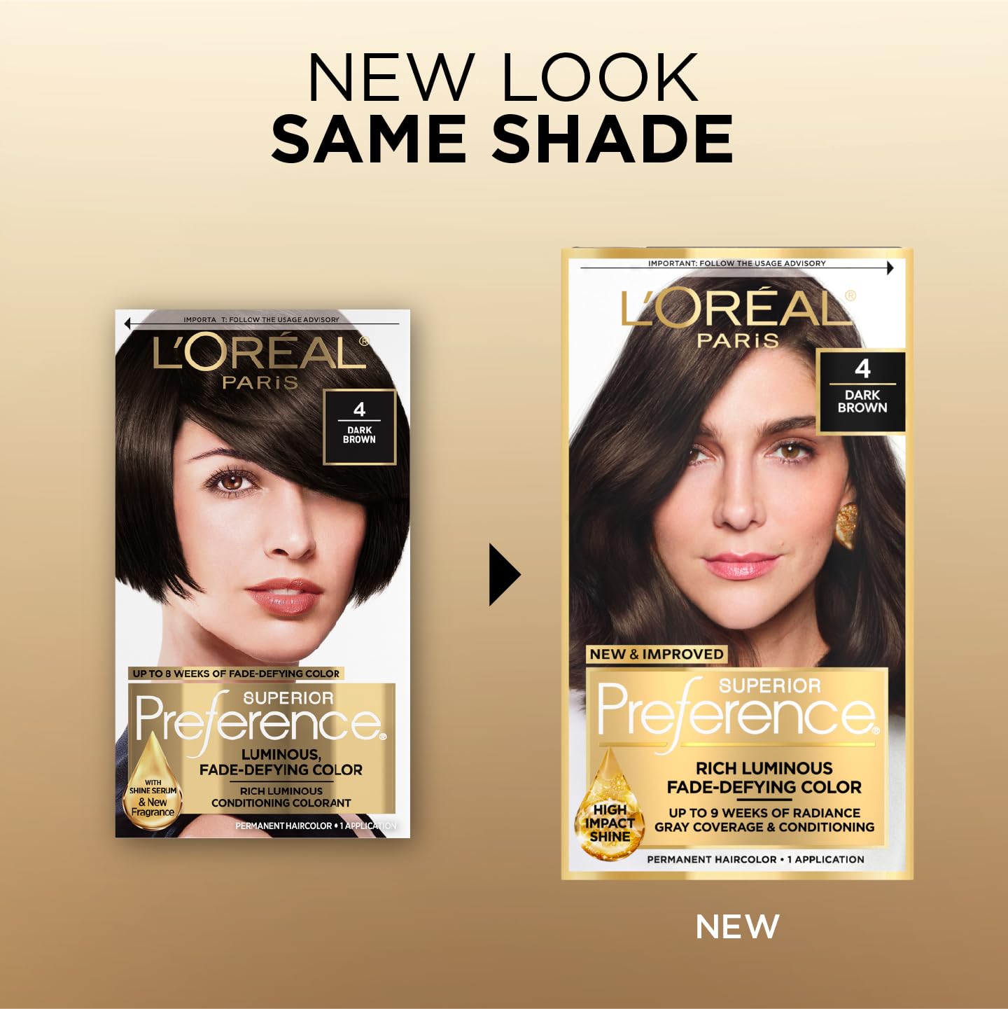 L'Oreal Paris Superior Preference Luminous Fade-Defying Permanent Hair Color, Hair Dye For Up to 9 Weeks of Radiance, Dark Brown 4, 1 Hair Dye Kit