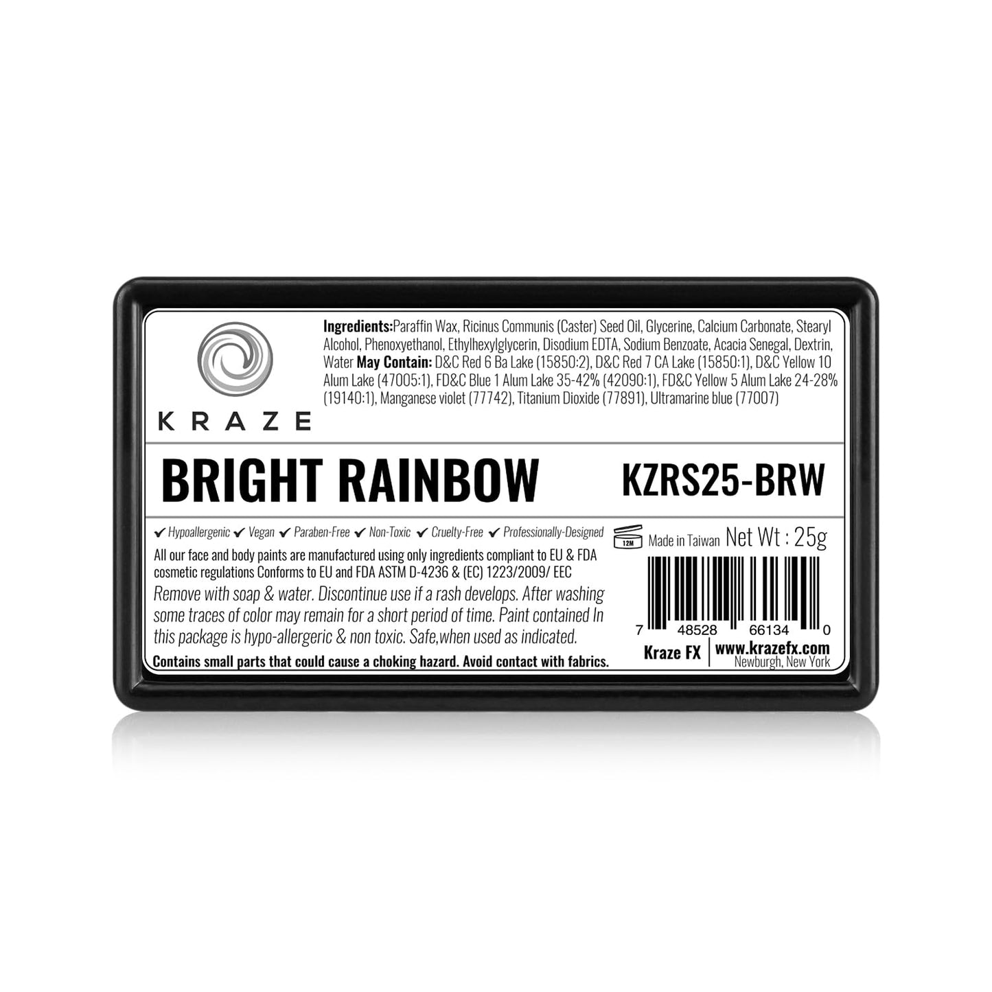 Kraze FX Dome Stroke - Bright Rainbow (25 gm), Professional 1-Stroke Split Cake, Hypoallergenic, Non-Toxic, Water Activated Face & Body Painting