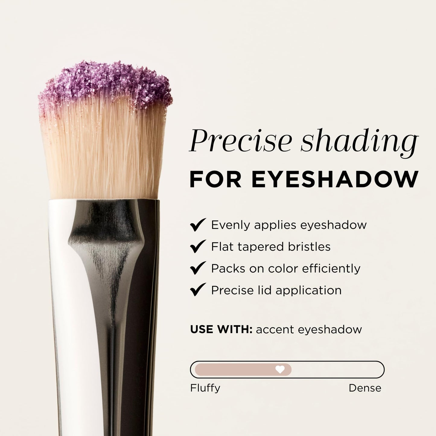 HALEYS Beauty Lid Brush, Medium, Flat & Tapered Eyeshadow Make Up Brush for Cream & Powder, Blending Tool for Eye Makeup, Makeup Brushes Essential