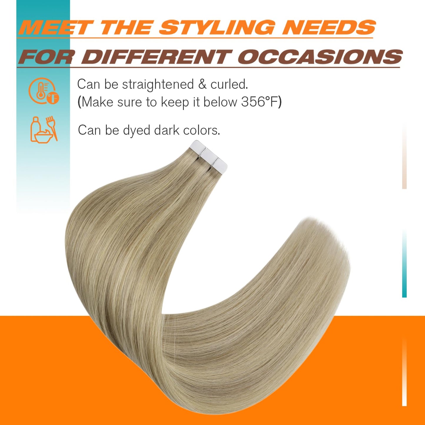 Sunny Hair Tape in Hair Extensions Real Human Hair Invisible Remy Hair Extensions Tape ins for Women Golden Blonde Highlight Medium Blonde 22 inch Beauty and Personal Care Sunny Hair