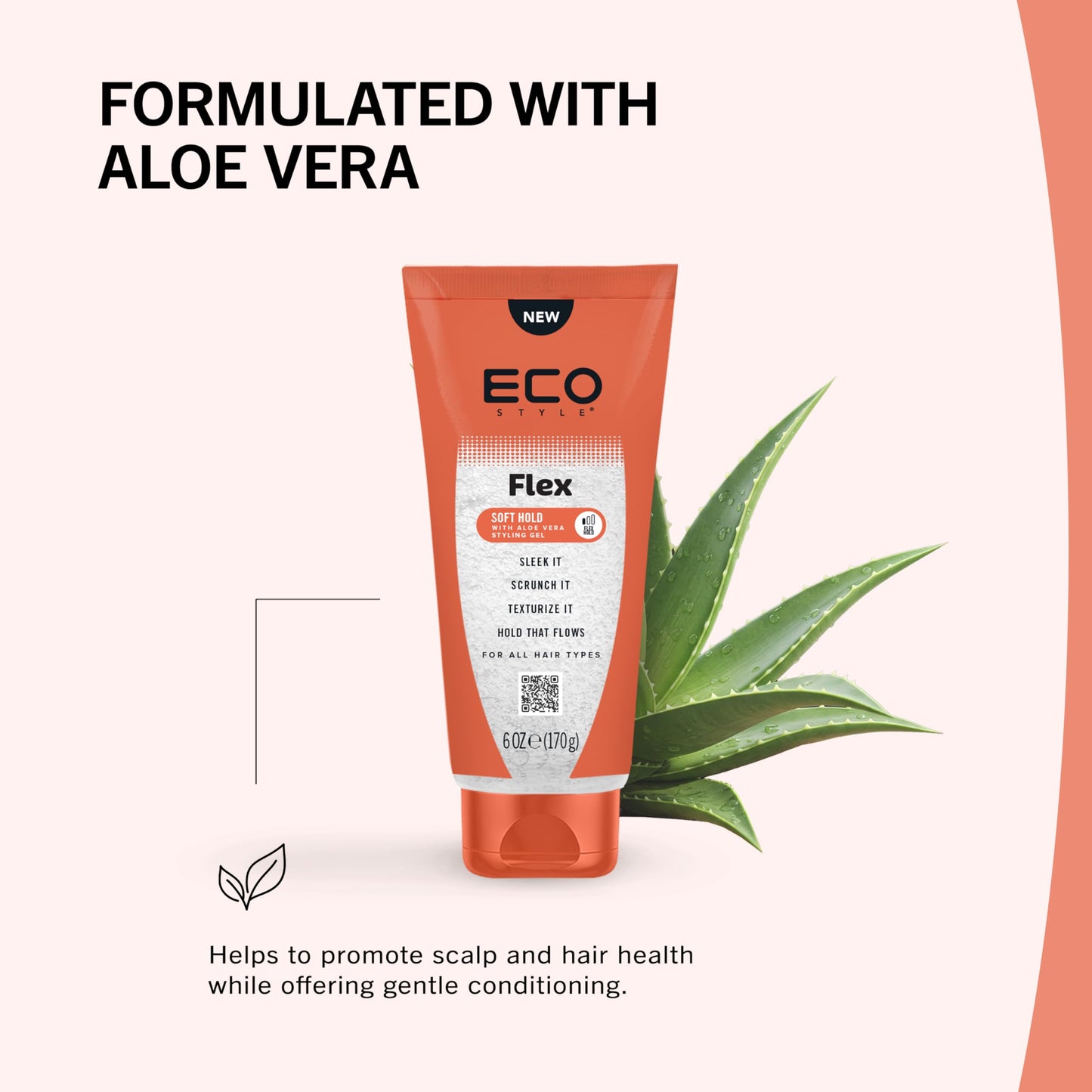 Eco Style Flex Hold Soft Gel with Aloe - Lightweight Alcohol-Free Hair Gel for Shine, Moisture & Control, Defines Curls & Smooths Edges, For All Hair