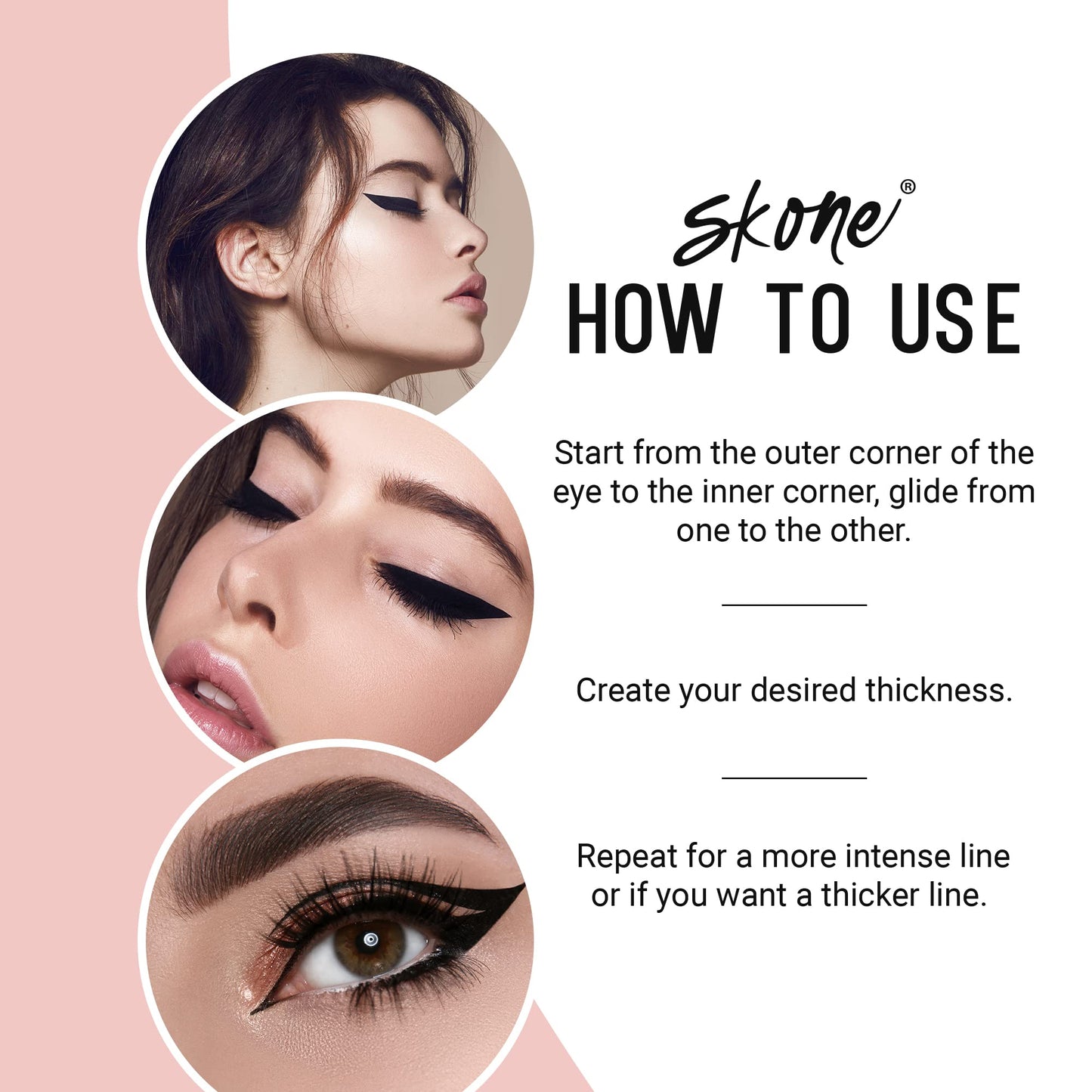 Skone Waterproof Liquid Eyeliner - Long Lasting & Smudge Proof - Insanely Intense Tattooed Eyeliner Pen with Felt Tip Applicator - Jet Black (0.07oz)